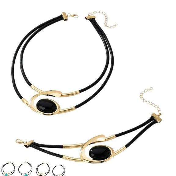 Vintage Boho Necklace & Bracelet Set, Bohemian Adjustable Double-Layer women's jewelry sets, Western Boho Jewelry Gift(A)