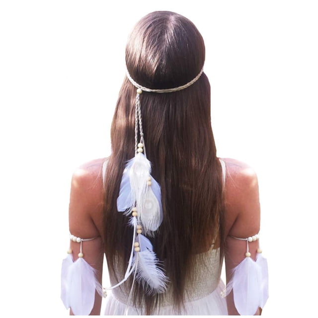 Diadema de plumas Hippie indio Boho bandas para el cabello borla bohemia Halloween aro para el cabello corona para mujer decoración de fiesta tocado disfraz de Cosplay tocado lindo accesorios para el