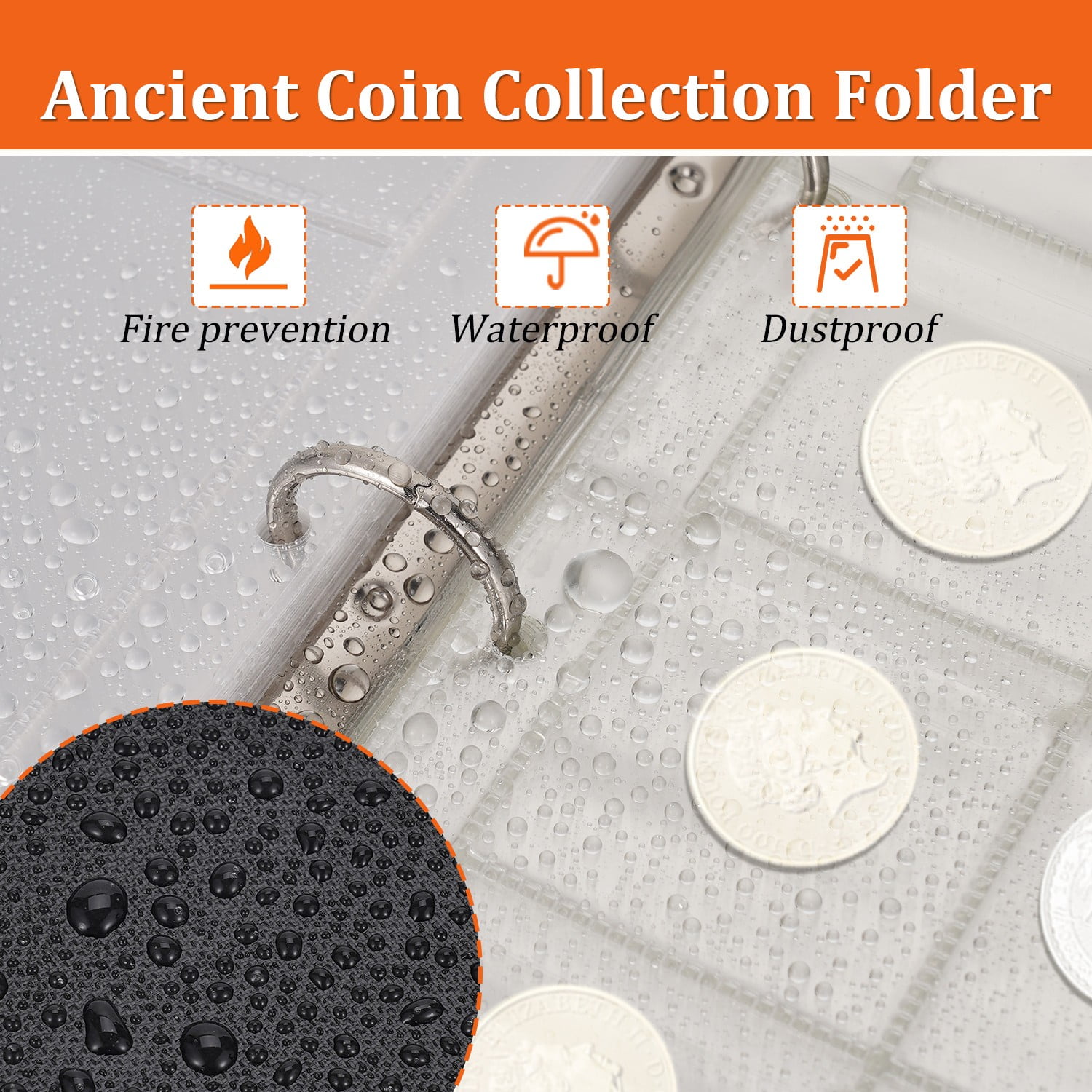 VORFOR Coin Collection Book Holders, 400 Pockets Fireproof Coins Collection Album & 36 Sleeves Paper Money Display Storage Organizer Case