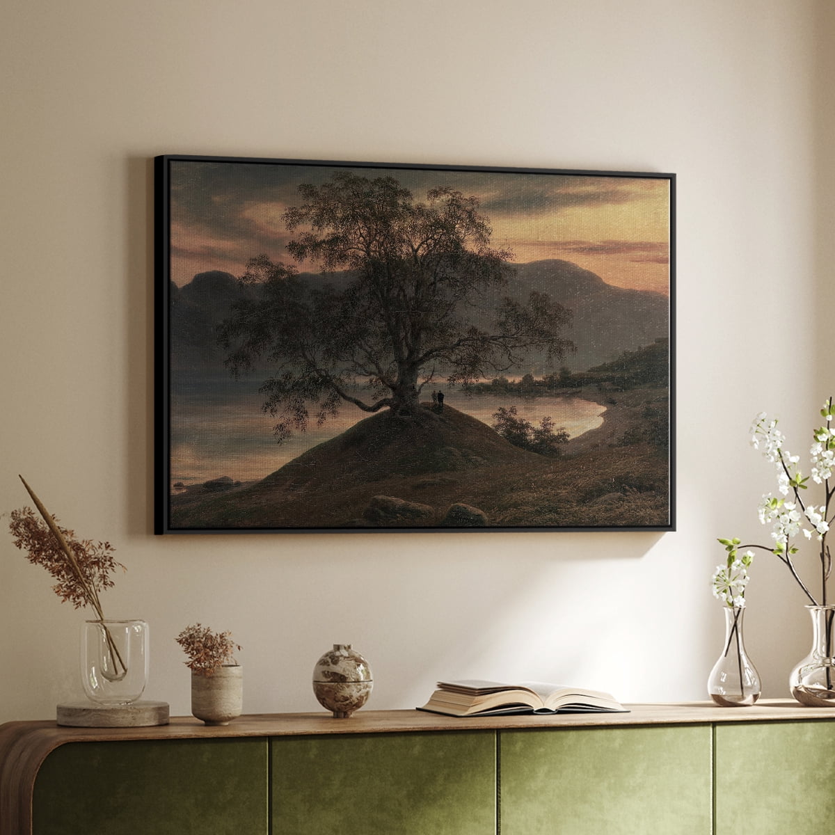Vintage Landscape-CCCXII By Wexford Home Framed in Black Wood Gallery Wrapped Canvas 17 in. x 25 in.