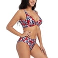 thumbnail image 2 of Daiia Palm Tree Pattern on Red Women's Bikini Set Two Piece Swimsuit High Waisted Bikini Adjustable Straps Bikini Perfect for Beach, Pool, and Summer Vacation-Medium, 2 of 9