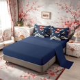 thumbnail image 4 of Manfei Traditional Crane Bedding Comforter Set for Home, Blue Wave Sun King Bedding Sets for Office, Blue White Red, Navy Reversible 7pcs, 4 of 6