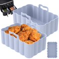 thumbnail image 2 of 2 Pack Air Fryer Silicone Pan with Handle Reusable Silicone Air Fryer Lined Heat Resistant Rectangular Air Fryer Tray Air Fryer Oven Microwave Accessories, 2 of 11