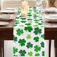 thumbnail image 3 of St Patricks Day Table Runner, Green Shamrock Spring Watercolor Lucky Leaf Washable Cotton Linen Table Runners 48 Inches Long, Dresser Scarf Runner for Nightstand/Coffee/End Tables 13''x48'', 3 of 9