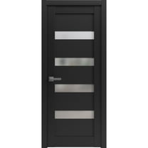 Pantry Kitchen Lite Door with Hardware | Quadro 4113 Matte Black with Frosted Opaque Glass | Single Panel Frame Trims | Bathroom Bedroom Sturdy Doors -32" x 80"