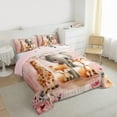 thumbnail image 3 of Homewish Kawaii Giraffe Elephant Bedding Comforter Set, Flower Leaf Plant Twin Comforter Sets, Pink Art Watercolor Reversible Bedding Set, Microfiber Bedroom Decor, 2 Pieces, 3 of 8