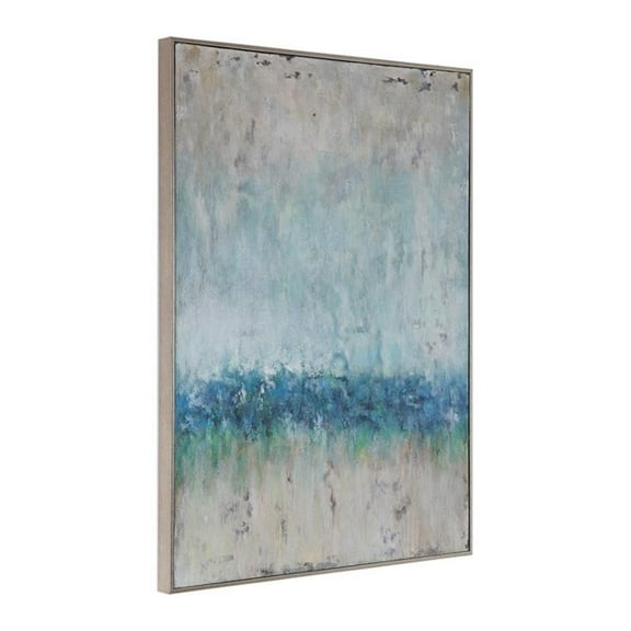 Maklaine Tidal Wave Coastal Firwood Canvas Abstract Hand Painted Art in Green