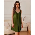 thumbnail image 2 of Ekouaer Women's Satin Silk Nightgown V Neck Sexy Nightdress Tank Sleeveless Sleepshirt Lace Sleep Dress Nightwear, 2 of 6