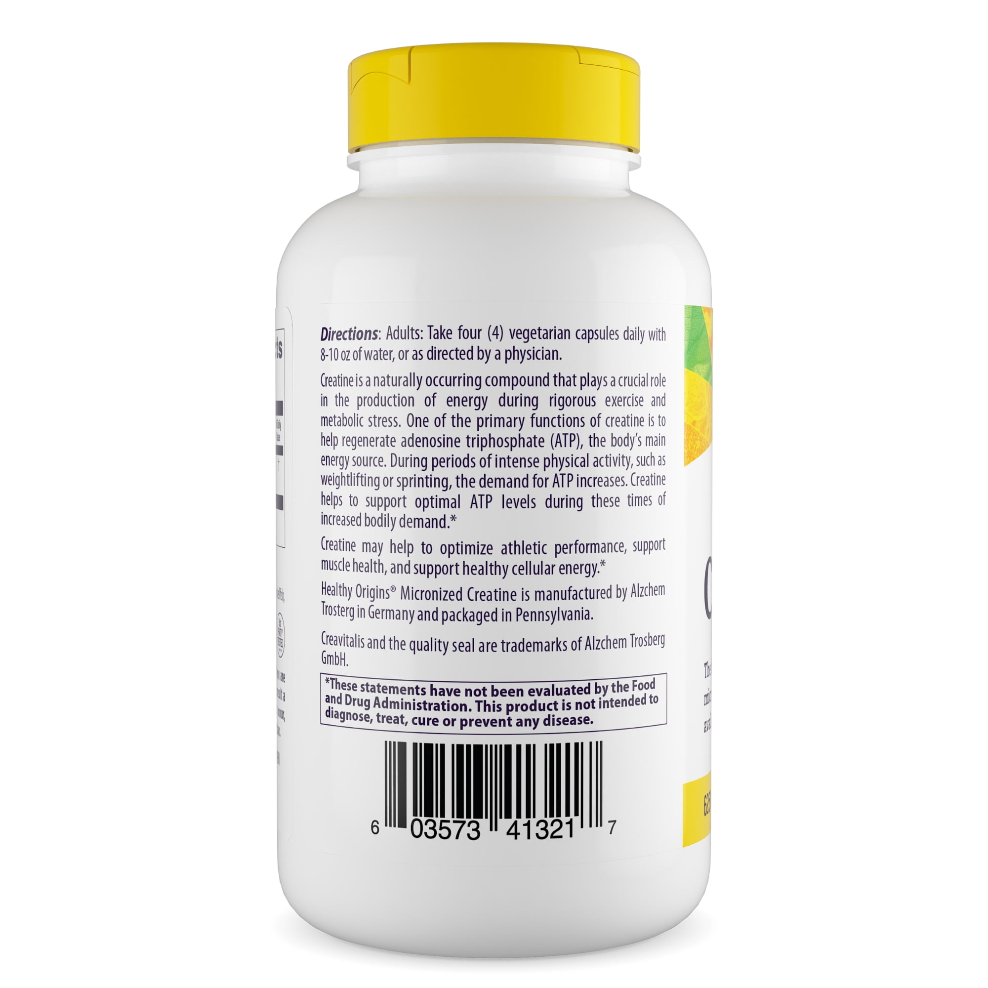 Healthy Origins Micronized Creatine 625 mg (Creavitalis), Creatine Supplement for Muscle Support, Non-GMO, Vegan, 240 Veggie Caps
