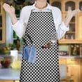 thumbnail image 6 of Black White Small Checkered Pattern Apron-Garden Aprons for Women with Pockets-Cotton Linen Waterproof Kitchen Cooking Gardening Aprons Adjustable for Kitchen,Cooking,BBQ and Salon 33x27 Inch, 6 of 7