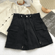 thumbnail image 1 of Minivestido de mujer con falda vaquera de cintura alta, estilo vintage versátil, de verano 2023, con cordón de dos lados y antiexposición, 1 of 4