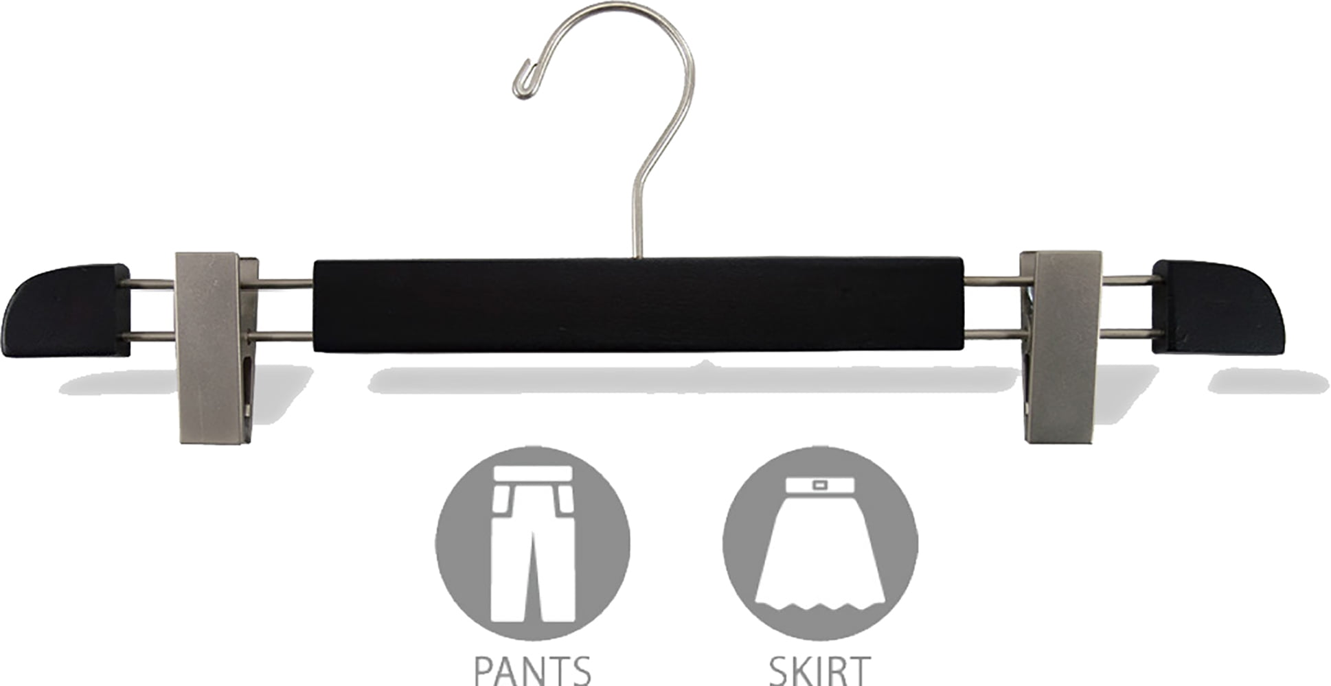 INTERNATIONAL HANGER Black Low Profile Wood Bottom Hanger, 10 Pack