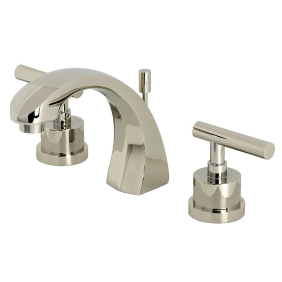 Kingston Brass KS4986CML Manhattan Widespread Bathroom Faucet with Brass Pop-Up, Polished Nickel