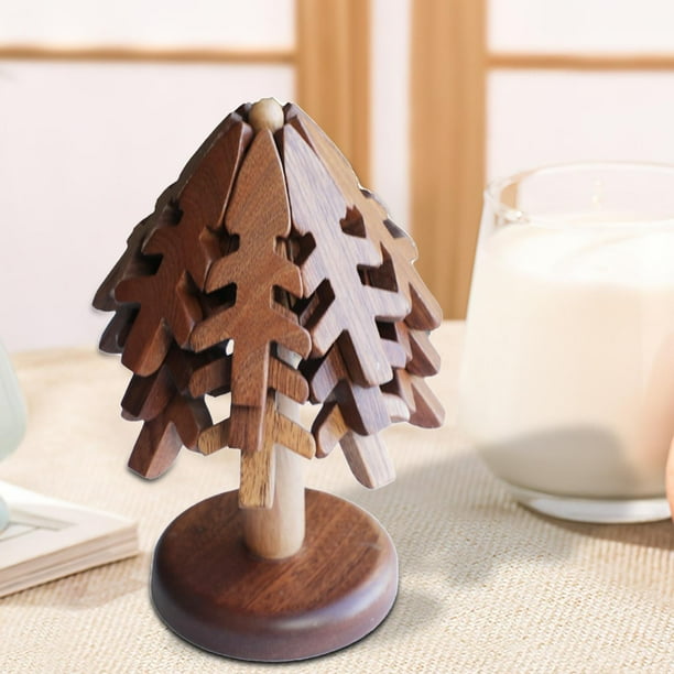 Juego de salvamanteles de madera, posavasos decorativos, tapete para platos resistente, tapete para mesa de madera, soporte para ollas, salvamanteles