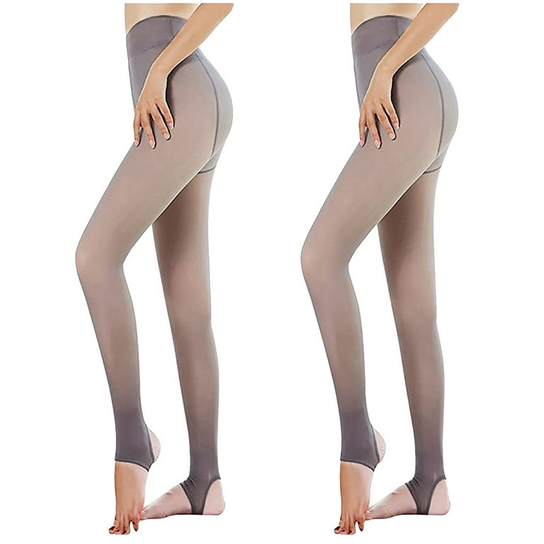 1pc Women's Gray Tights With Fleece Lining, Faux Sheer Autumn Winter  Stocking, Thick Pantyhose