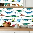 thumbnail image 5 of Peel and Stick Wallpaper Canvas Contact Paper Cartoon dinosaurs personages seamless Extinct ocean dinosaurs Self Adhesive and Removable 24in x 118in, 5 of 8