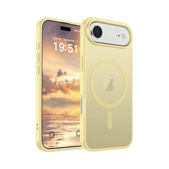 ZHU997 Magnetic for iPhone Air Case (Compatible with MagSafe)(Military Grade Drop Protection) Slim Translucent Matte Shockproof with Anti-Fingerprint Phone Cover for 17 Air 2025,Buttercream Yellow