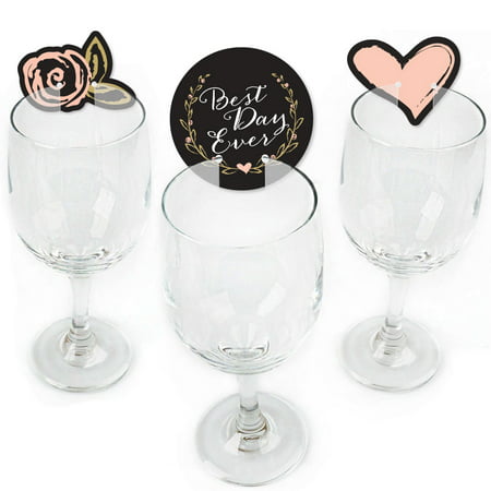 Best Day Ever - Shaped Bridal Shower Wine Glass Markers - Set of