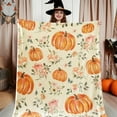 thumbnail image 4 of Throw Blanket Fall Blanket for Couch Halloween Fleece Blanket with Yellow Pumpkins and Flowers Pattern Cozy Blankets for Bed Autumn Soft Blanket for Thanksgiving, 50x60 Inches, 4 of 6