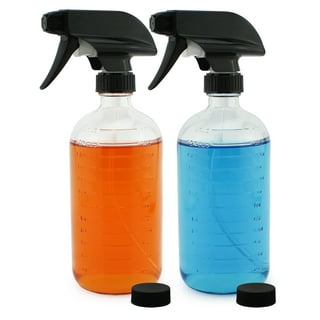 16-Ounce Clear Glass Spray Bottles w/ Heavy Duty Sprayers (6-Pack);  3-Setting Spray Tops w/ Boston Round Bottles & Chalk Labels