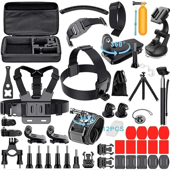59-in-1 Action Camera Accessories Kit for GoPro Hero 13 12 11 10 9, DJI Osmo Action 2, 3, 4, Pro 5, Insta360 Ace Pro/Ace Pro 2 Akaso and Other Sports Cameras & Durable Case