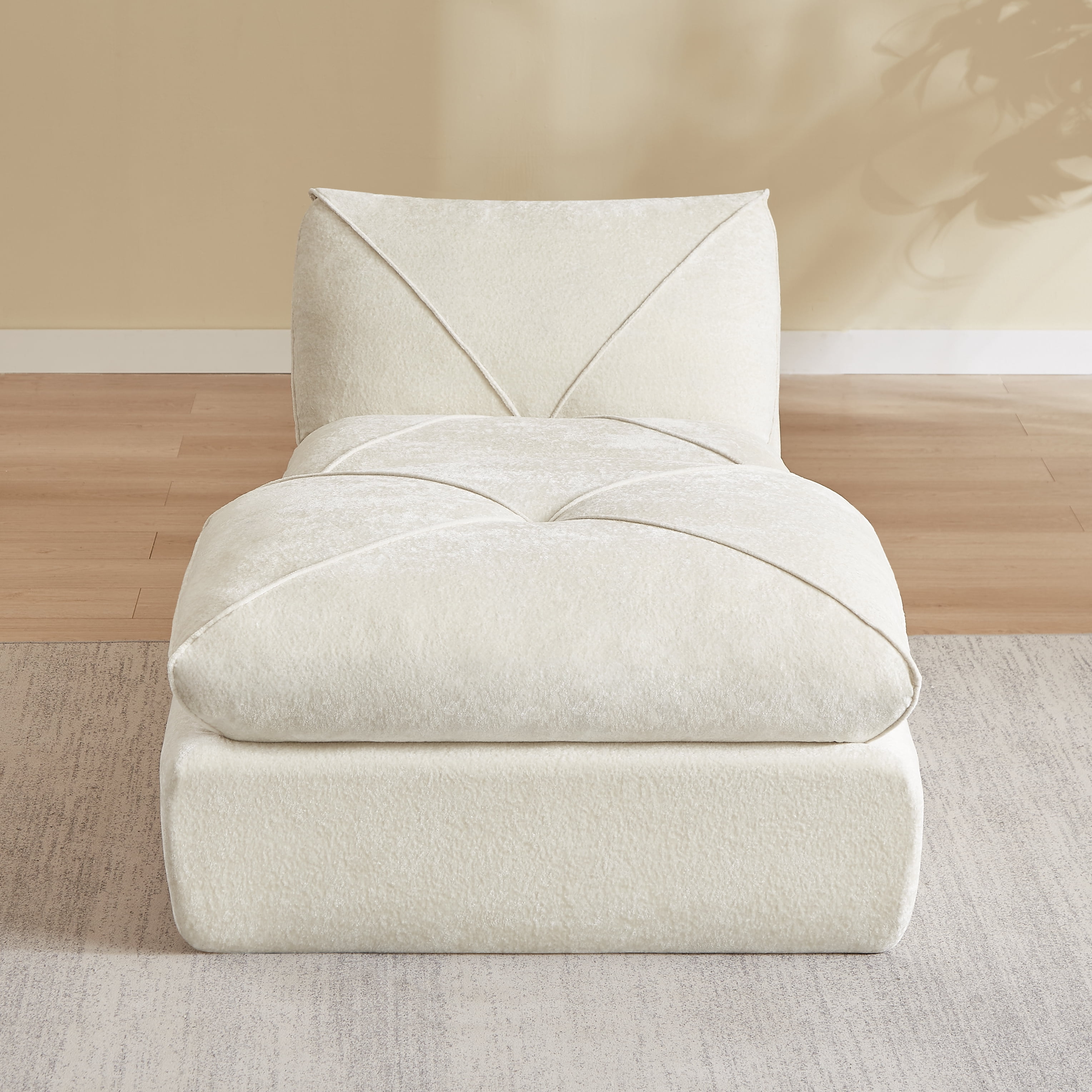 Modern Minimalist Chenille Sofa Bed, Multi-Functional Single-Seater with Ottoman, No Assembly Required for Small Spaces