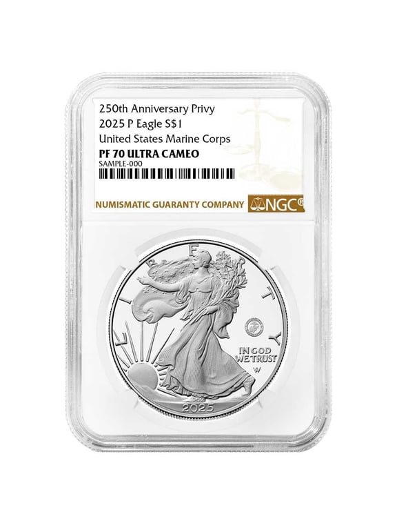 2025P Proof $1 American Silver Eagle Marine Corps Privy NGC PF70UC Brown Label 250th Anniversary