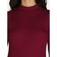 thumbnail image 4 of No Boundaries Ribbed Mock Neck Top with Long Sleeves, Women’s and Women’s Plus, 4 of 5
