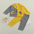 thumbnail image 2 of CNKOO Enfants Bébés Filles Blazer Vêtements Formels Carreaux Imprimés Patchwork Manches Longues Veste à Simple Boutonnage+pantalon Ensemble Rouge 2-3 Ans, 2 of 8