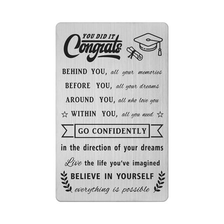 FALOGIJE Graduation 2025 Greeting Card, Go Confidently In the Direction, 2025 College Graduation Gifts for Him Her 2025, You Did It Engraved Wallet Card