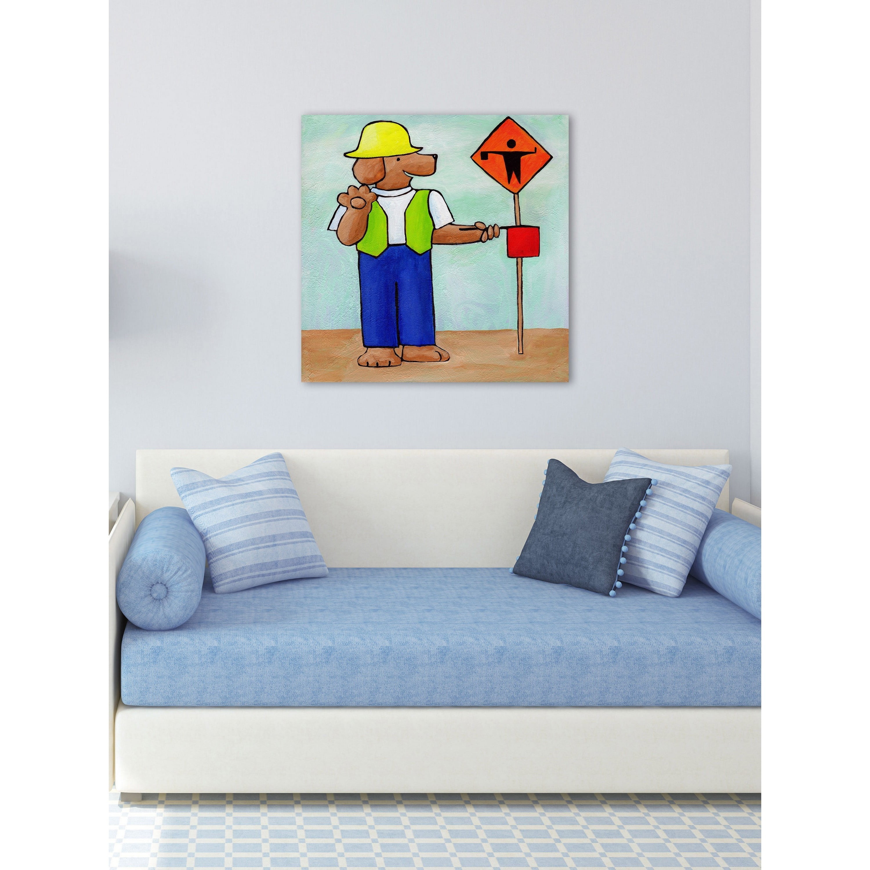 Marmont Hill "Give a Dog a Work Zone" by Janet Nelson Painting Print on Wrapped Canvas