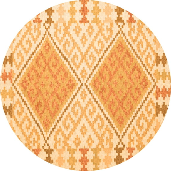 Ahgly Company Indoor Round Southwestern Orange Country Area Rugs, 3' Round