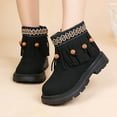 thumbnail image 2 of Girls Fringe Ankle Boots Casual Suede Boho Embroidery Retro Fall Winter Dress Booties Round Toe Lug Sole Kids Western Boots 1 Big Kid Black, 2 of 7