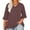 Coffee, variant on POTETI Shirts for Women Baggy Winter Casual Plus Size 3/4 Ruffled Sleeve Shirt Casual V-neck Pleated T-shirt Loose Fitting Shirt Coffee Blouse and Tops for Women