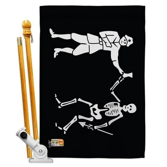 Americana Home & Garden AA-PI-HS-140416-IP-BO-D-US18-AG 28 x 40 in. Skull Black Party Coastal Pirate Impressions Decorative Vertical Double Sided House Flag Set & Pole Bracket Hardware Flag Set