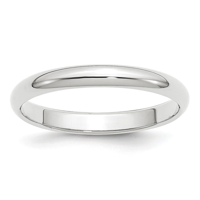 14 Carats Or Blanc Massif Poli Demi-Rond Gravable 3mm Demi-Rond Bague Taille 4.5 Bijoux Cadeaux pour Femmes