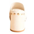 thumbnail image 4 of FSJ Women Studded Low Platform Mules Square Open Toe Chunky Heel Slip On Dress Slide Sandals Comfort Shoes Size 10.5 Beige, 4 of 4