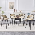 thumbnail image 5 of NEW Set of 2 Beige Velvet Bar Stools with Black Iron Legs, Modern Kitchen Island Counter Height Stools, 5 of 10