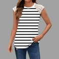 thumbnail image 2 of fatyb Débardeurs Rayés Femmes Dentelle Sans Manches T-Shirts Col Rond Tunique Décontractée Blouses d'Été Amples, 2 of 5