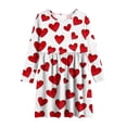 thumbnail image 6 of Girls White Heart Print Long Sleeve Dress for Valentine's Day, A-Line Stretchy Casual Party Wear,Size 13-14 T, 6 of 6