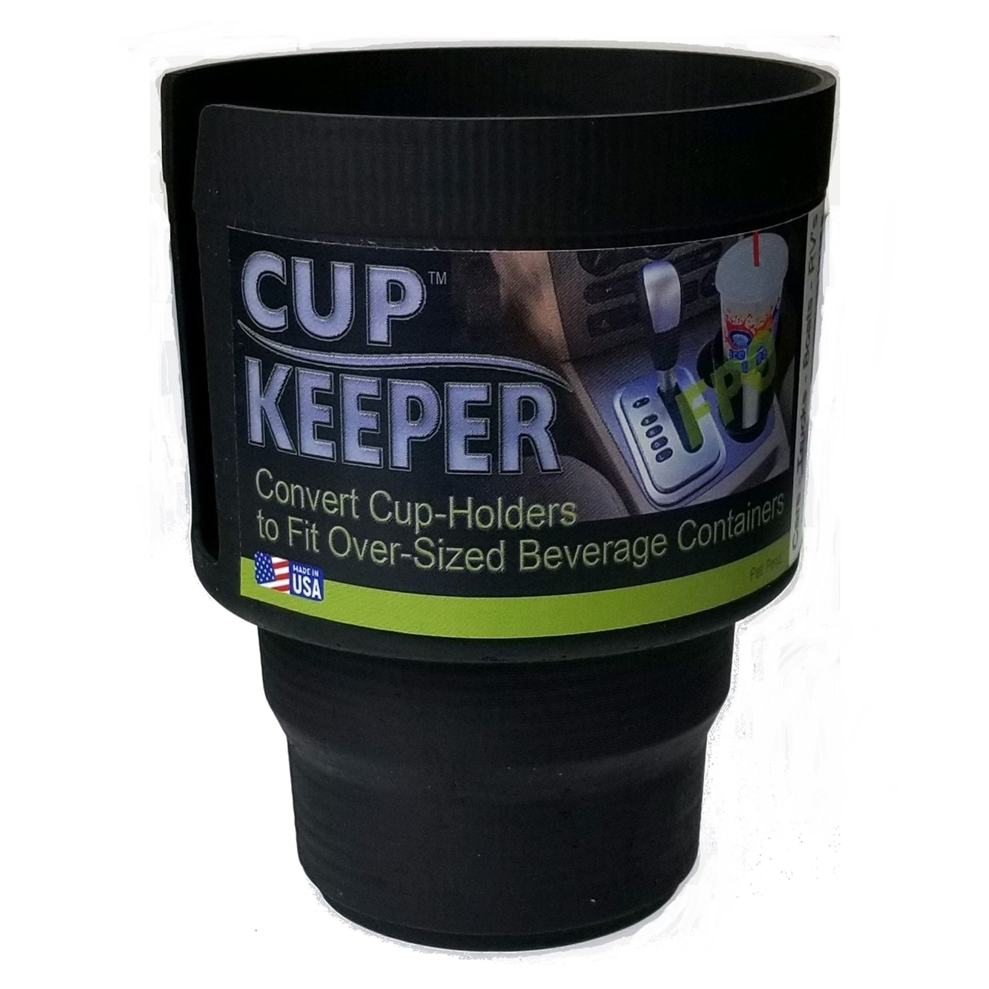 Gadjit Cup Keeper PLUS Car Cup Holder Adapter Expander with Storage, Black