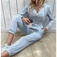 thumbnail image 4 of Clearance! Ohufall Jumpsuits for Women, Fashion Casual Pocket Solid Jumpsuits Hooded Zipper Long Sleeve Leg Pant Overalls Women, Rompers for Women, Onesie for Women Clearance, 4 of 4