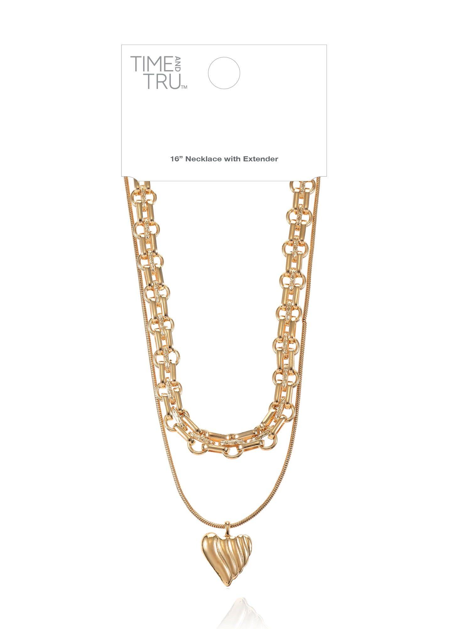 Time and Tru Goldtone 2 Row Heart Necklace, 1 Piece
