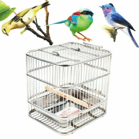 Miumaeov Stainless Steel Square Bird Cage Parrot Myna Carrier 3.3 LB