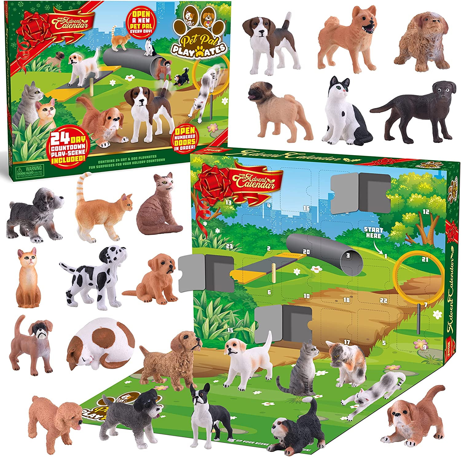 TOYHUB 2021 Christmas Advent Calendar with Dog and Cat Animal Action  Figures Playset Animal Toys 24 Days Countdown Advent Calendar - Walmart.com