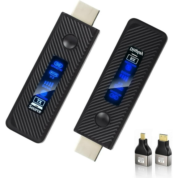 Wireless HDMI Transmitter and Receiver, 197FT/60M Extender, 4K Input 1080P Output, 2.4G/5G Plug and Play