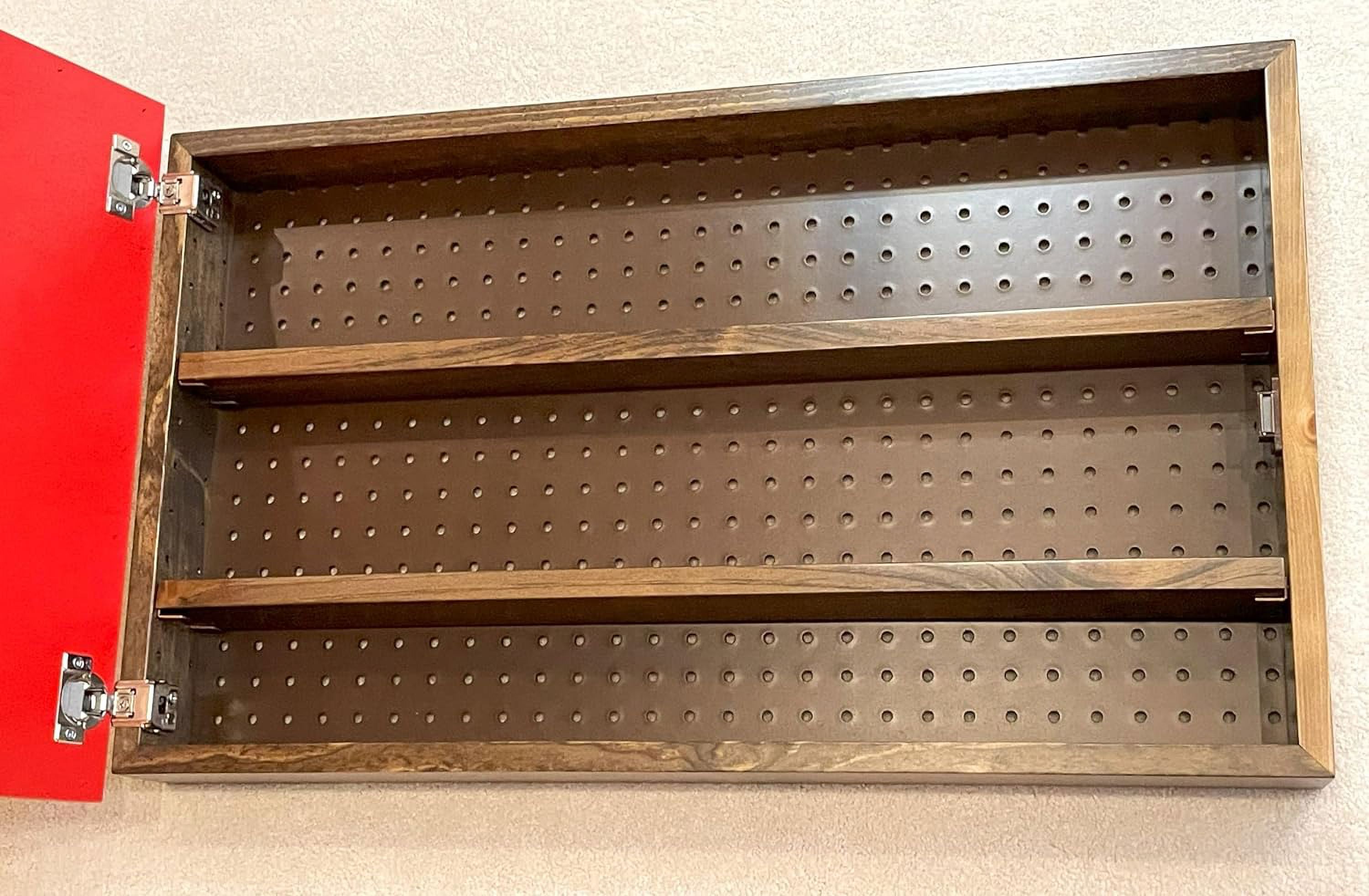 American Flag Concealed/Hidden Cabinet/Box for Guns, Knives, Anything. Configurable Pegboard Back, Removable Shelves. 31x19x4
