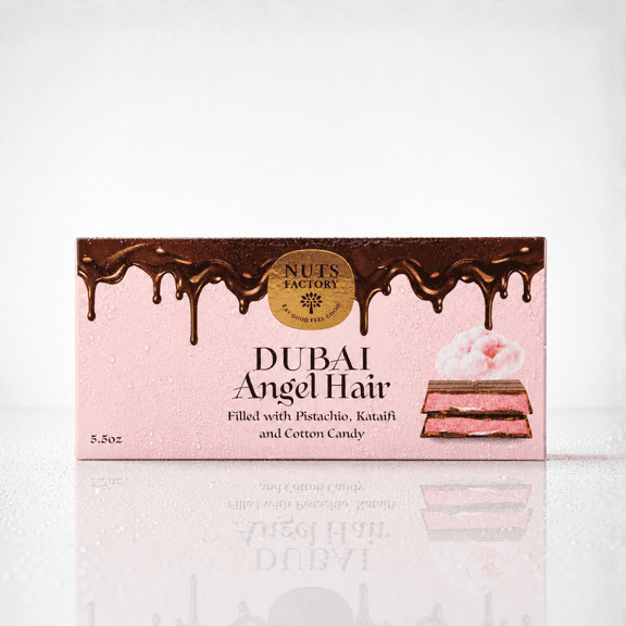 Nuts Factory Angel Hair Dubai Style Chocolate Bars with Pistachio Cream, Crispy Kataifi & Pink Cotton Candy, Pack of 2 Large Bars – #1 Ranked Dubai Chocolate Bars in the World by CNBC