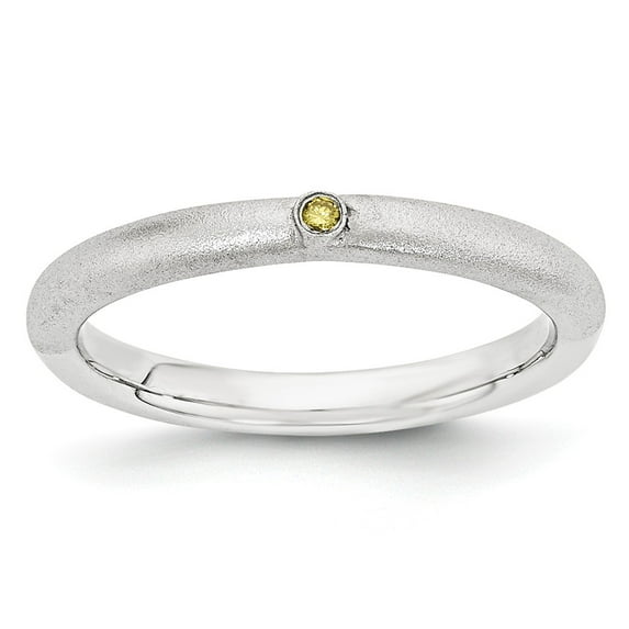 FB Jewels Sterling Silver Stackable Expressions w/Yellow Diamond Ring