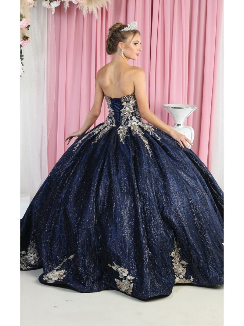 green emerald velvet dress Classic & Eleant Ball Gown Off Shoulder Sleeveless Gold Flowers Appliques Ruffles Tiered Navy Blue Tulle Quinceanera Dress Formal Evening Party Dress